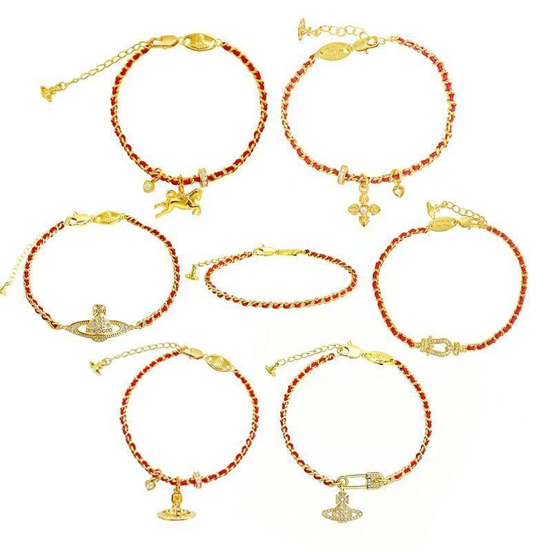 Empress Vivienne Nana Collaboration Red String Saturn Bracelet Women's Full Series Set Direct from Manufacturer