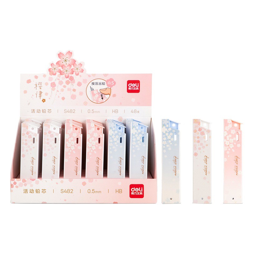 Deli stationery automatic pencil refills 0.5 Primary School students Press pencil refills 0.7 automatic pencil refills wholesale