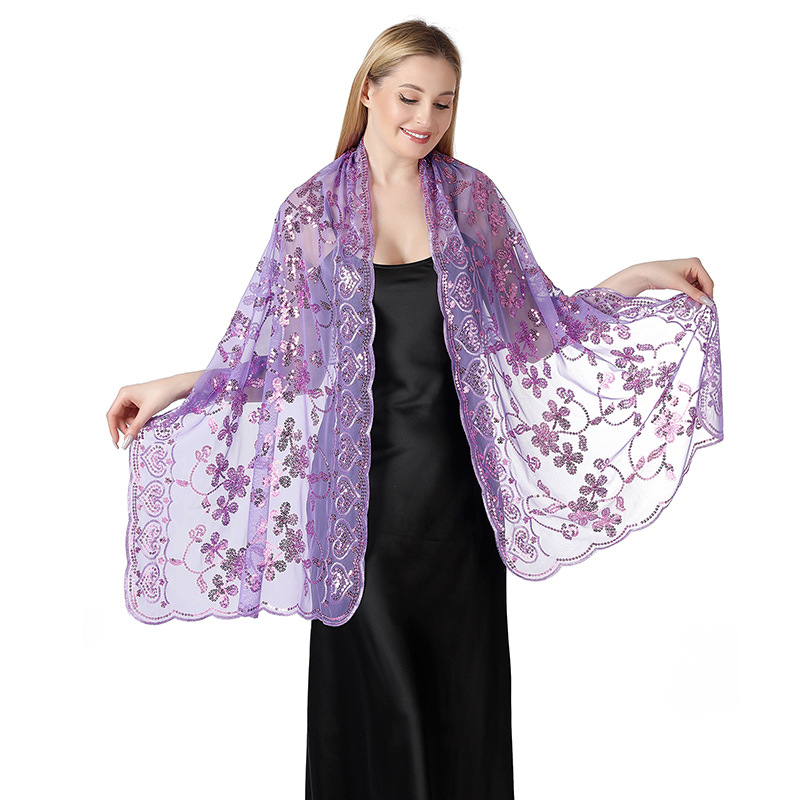 Transfronterizo caliente nuevo lentejuelas chal vestido de novia vestido de noche cheongsam chal novia dama de honor chal bufanda mujeres