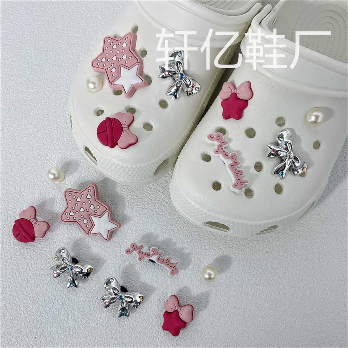 Nuevo ramo, zapatos de flores, agujeros de flores, accesorios de perlas tridimensionales de alta calidad, accesorios de bricolaje decorativos, zapatos de fragancia desmontables