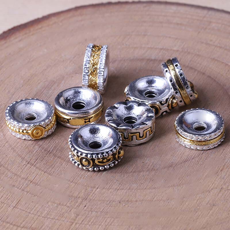 チベットシルバーレトロ 2 色大穴 6 文字マントラスペーサールースビーズアクセサリー diy ブレスレットネックレスジュエリーアクセサリー材料|undefined