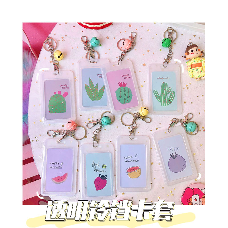 Transparente titular de la tarjeta duro estudiante titular de la tarjeta llavero campana grande estudiante entrada guardia autobús cubierta protectora Certificado conjunto