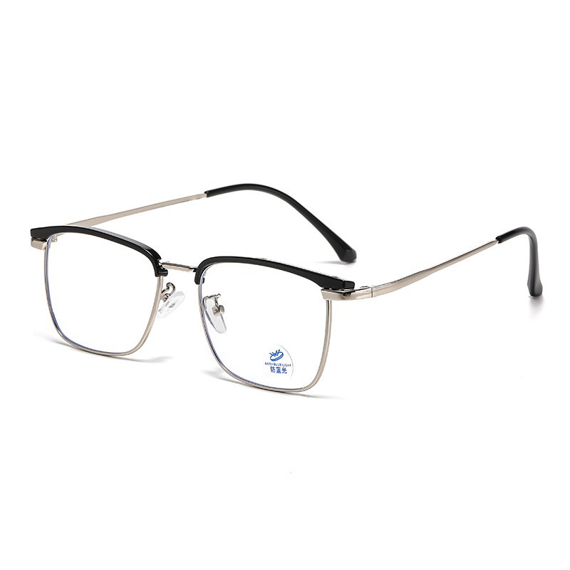 Elegante espejo plano de color de contraste de metal de moda montura de gafas decorativas de moda para hombres Versión coreana de gafas antiazules que cambian de color de comercio exterior simples