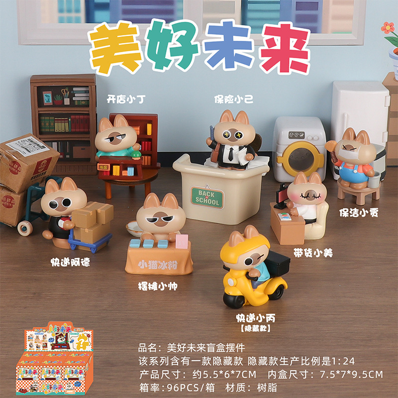 Xiaohongshuの人気の超かわいい招き猫シェーカーブラインドボックスデスクトップ装飾小さな装飾品工場直販|undefined