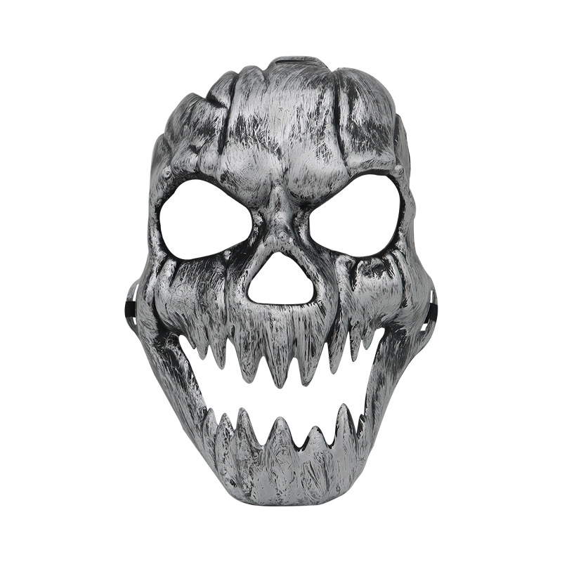 fiesta máscara de esqueleto dientes largos demonio esqueleto mitad cara máscara de lobo detrás máscara gigante disfraz de Halloween