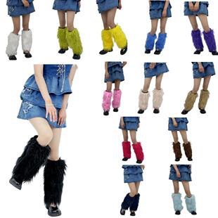 European and American Piles of Fur Socks for Women, Autumn Imitation Fur Leg Covers, Calf Socks, Jk Mid-Calf Socks, Y2K Boot Covers