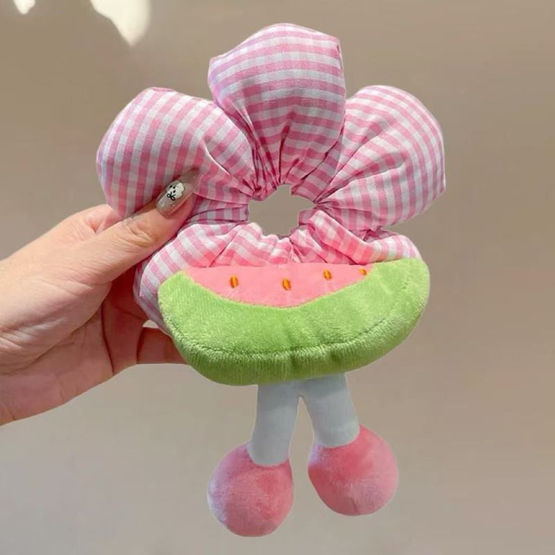 可爱西瓜格纹花朵海绵大肠发圈女丸子头绳甜美少女心扎头发绳发饰|undefined