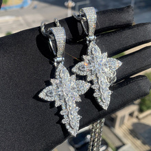 跨境新款男士满钻十字架吊坠潮流项链欧美嘻哈个性饰品一件代发