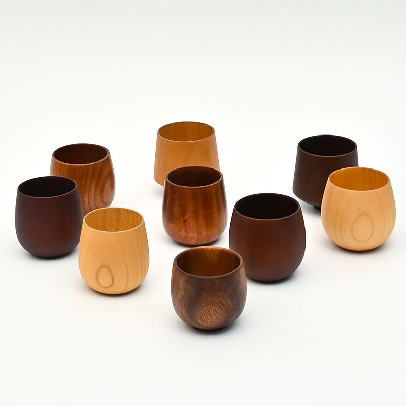 Suministro directo de fábrica calor aislamiento creativo gran vientre taza de madera entera cavando protección ambiental agua taza de madera de primera clase taza de madera al por mayor
