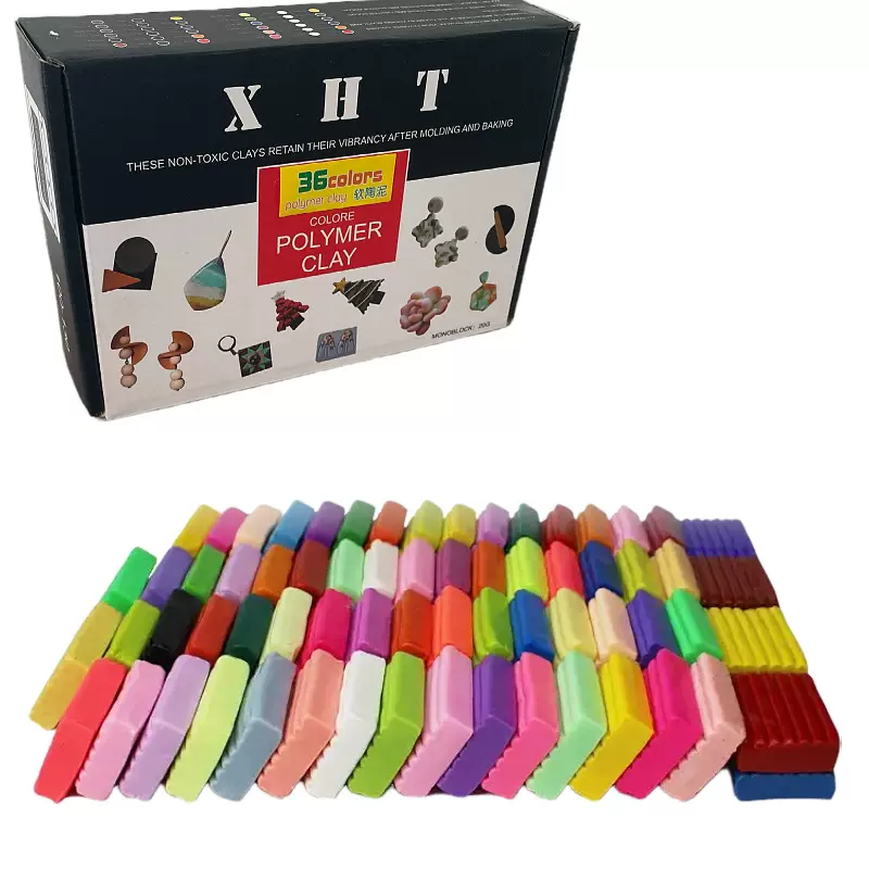 软陶泥36色彩盒套装彩泥塑型泥手工DIY玩具烘烤定型单块20克黏土
