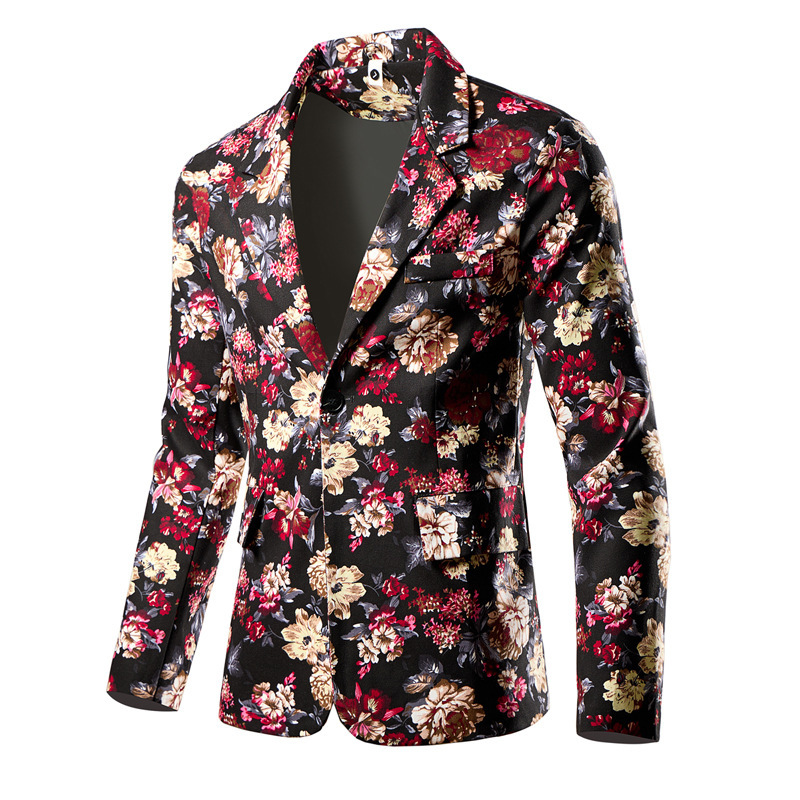 2024 autumn new men's fashion fine cotton elastic active printing with suit suit factory wholesale