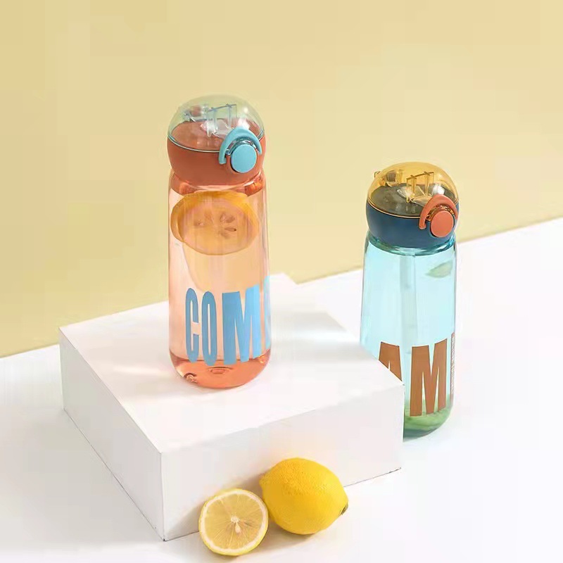 Inglés simple con escala de fábrica de copas de paja cubierta de rebote de tazas de plástico estudiantes de impresión de plástico portátil personalizado