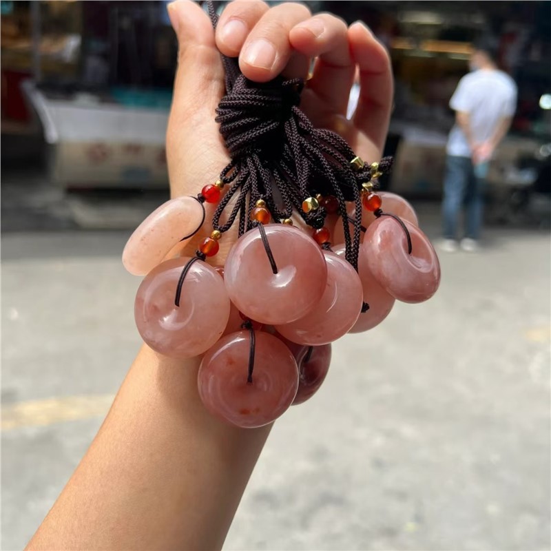 金丝玉桃花酿如意锁配饰小红书爆款桃花酿平安扣吊坠玉石挂件批发|undefined