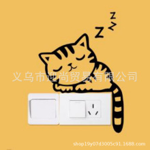 亚马逊畅销创意猫咪睡觉卡通图案墙贴画车贴 门贴开关贴 一代精雕
