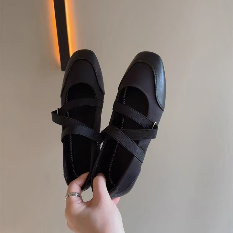 2026 primavera y otoño nuevos zapatos de ballet superficiales Marizhen elásticos zapatos de suela suave plateados zapatos de cabeza cuadrada zapatos de suela plana para mujeres