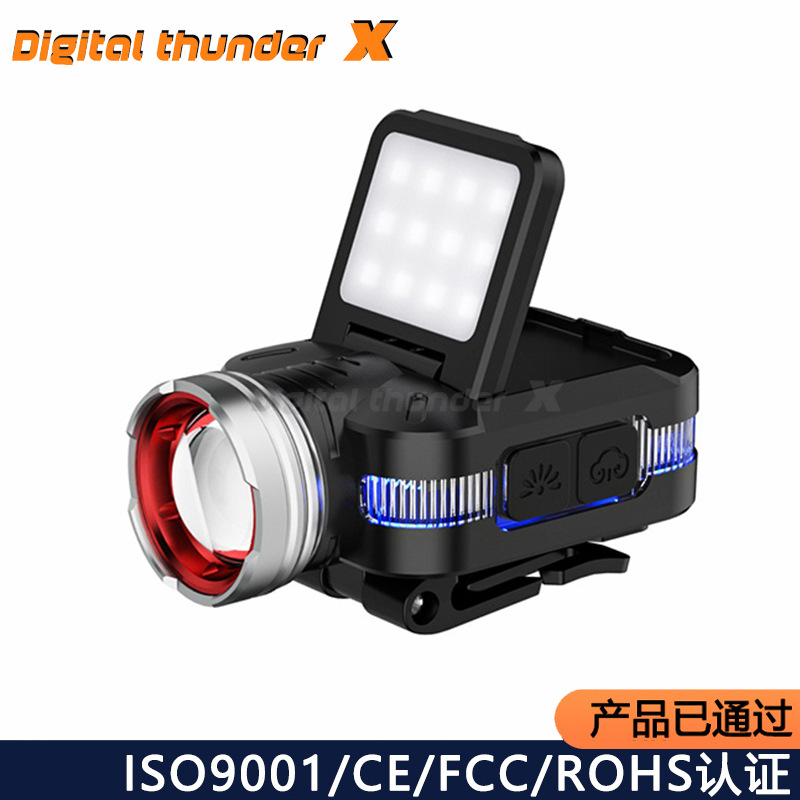 Nuevo transfronterizo USB cargar mini zoom faro de inducción multifuncional COB camping faro de luz fuerte al aire libre