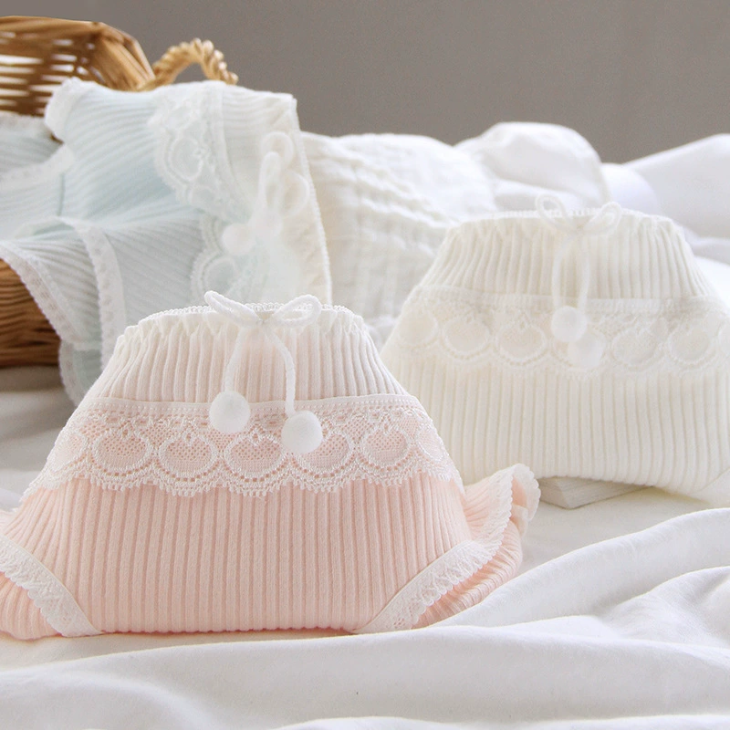 lace underwear with bow, shorts, lolita style, mid rise