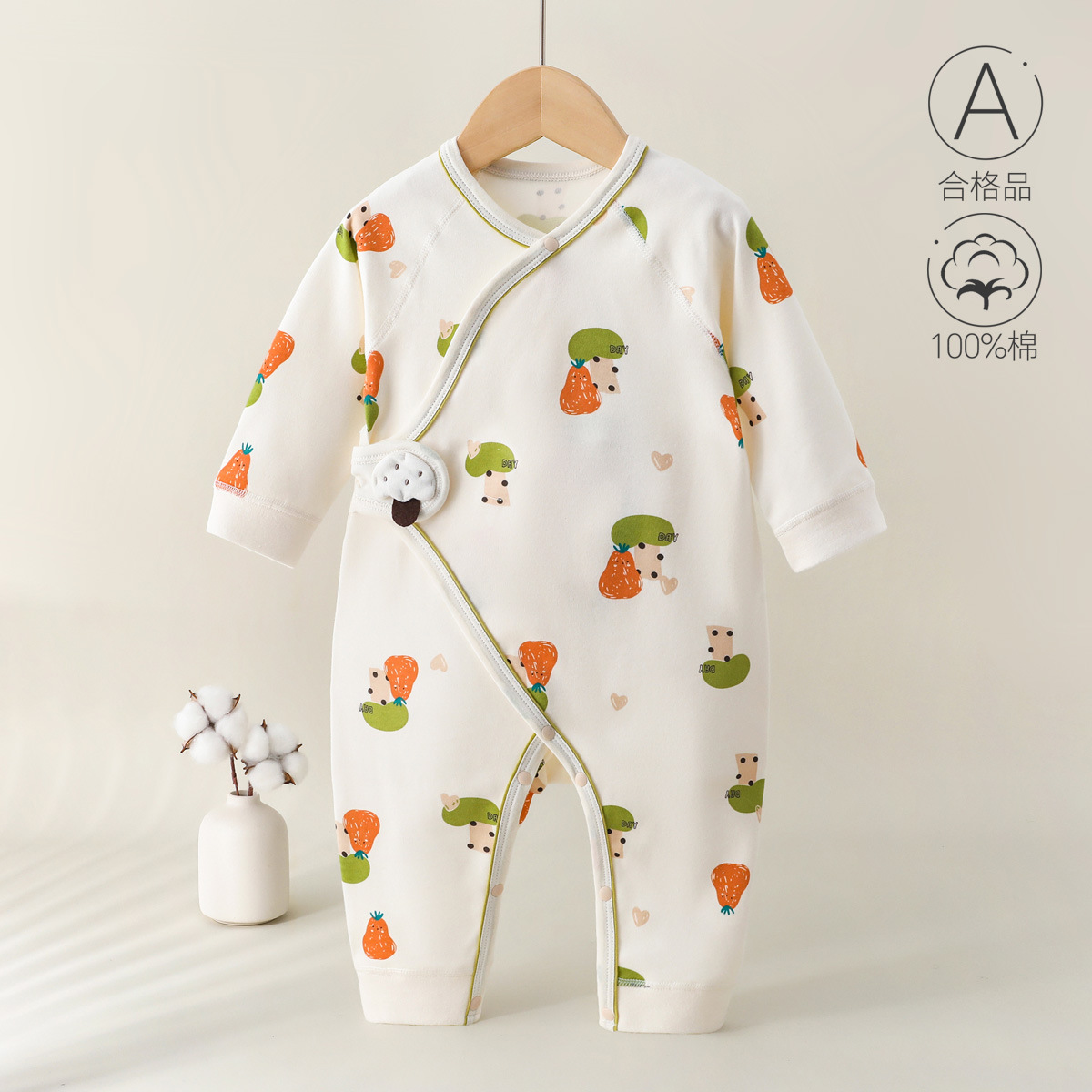 Ropa de bebé recién nacido, algodón puro, primavera y otoño, protección del vientre, 0-6 meses, mameluco de una pieza para bebé, mameluco, mariposa de manga larga