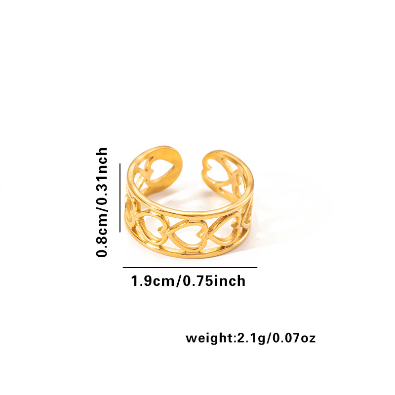 Groothandel Sieraden Vrije Tijd Eenvoudige Stijl Street High Street Bladeren Liefde Hartvorm Bloemen Titanium Staal Galvaniseren Open Ring display picture 46