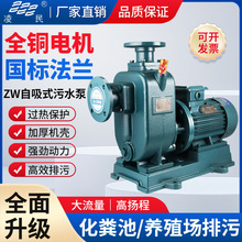 定制zw自吸式离心泵高扬程抽水泵管道增压大流量无堵塞污水排污泵