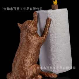 跨境猫咪逗鸟造型卷纸架 萌趣动物风厨房纸巾收纳摆件