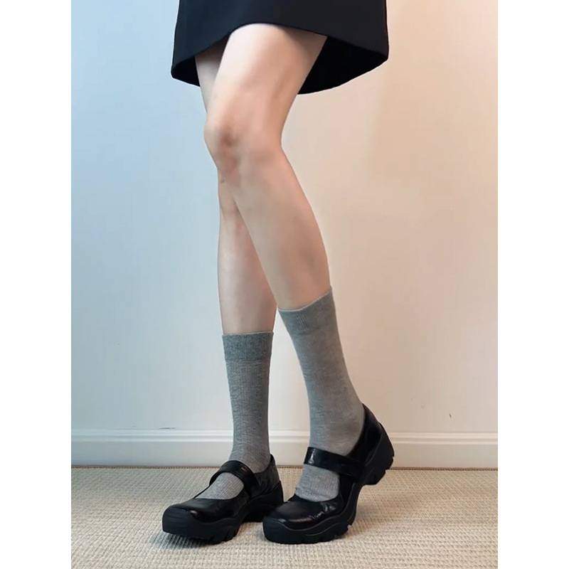 水洗牛皮~真皮复古厚底魔术贴浅口单鞋女2025新款玛丽珍鞋小皮鞋|undefined