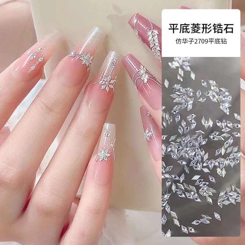 Nail art high mini diamond inverted zircon 2024 new flat prism pile drill super flash wear armor decoration