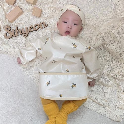 Baby Waterproof TPU Reverse Wearing Bib, Baby Eating Bib, Children's Cover-up, Anti-Dirt Painting Cover-up