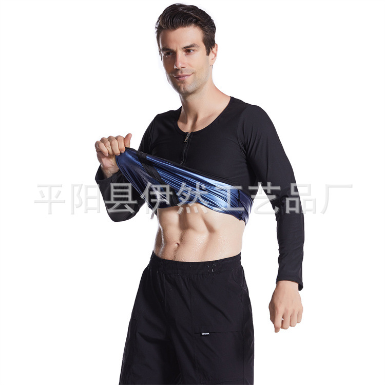 Body shaping clothes amazon hombres fitness deportes sudor traje europeo y americano más tamaño cintura adelgazamiento transfronterizo corsé de manga larga