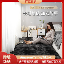 跨境地毯客厅北欧轻奢黑色卧室床边毯毛绒绒加厚满铺茶几地垫批发