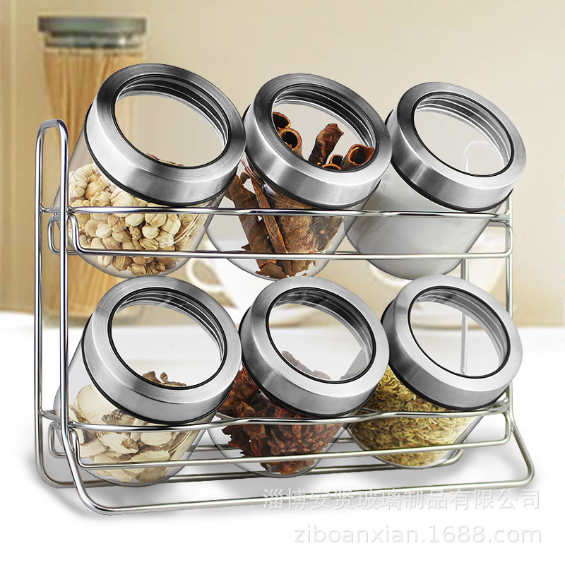 Frasco de vidrio sellado botella de almacenamiento nido de pájaro sub-empaquetado botella de clasificación resistente a altas temperaturas tapa de acero inoxidable traje de rack de almacenamiento