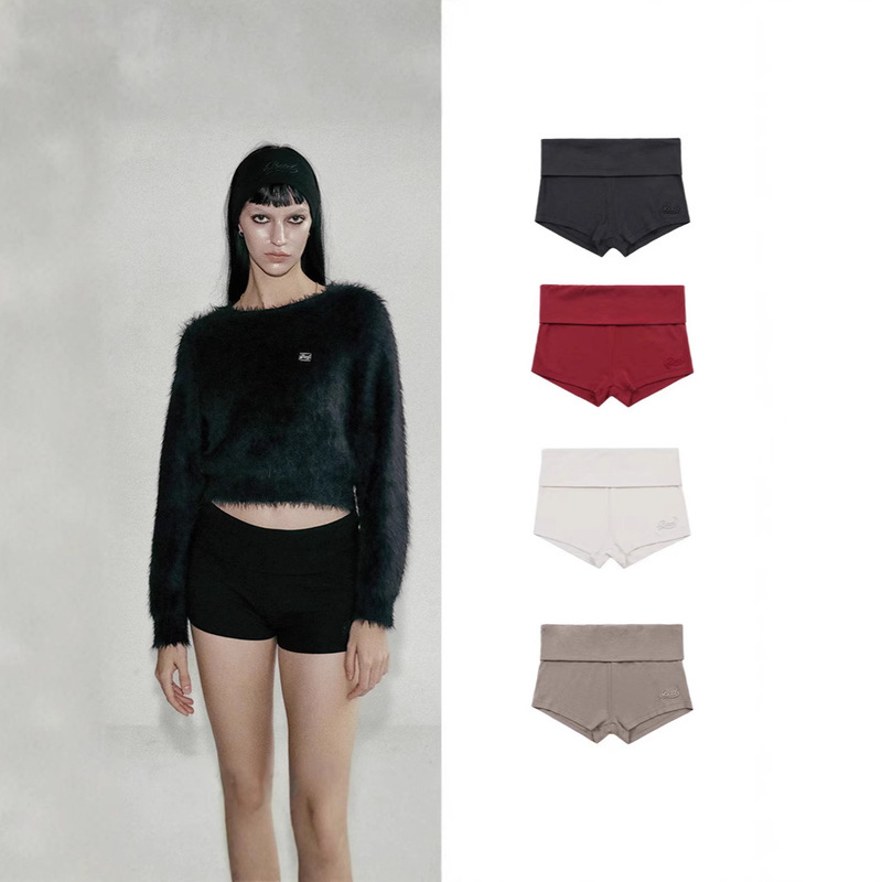 badblood High Style Fashion Shorts Women's Retro Simple Hot Girl Low Waist Fashionable Soft Waxy Sports Shorts Summer