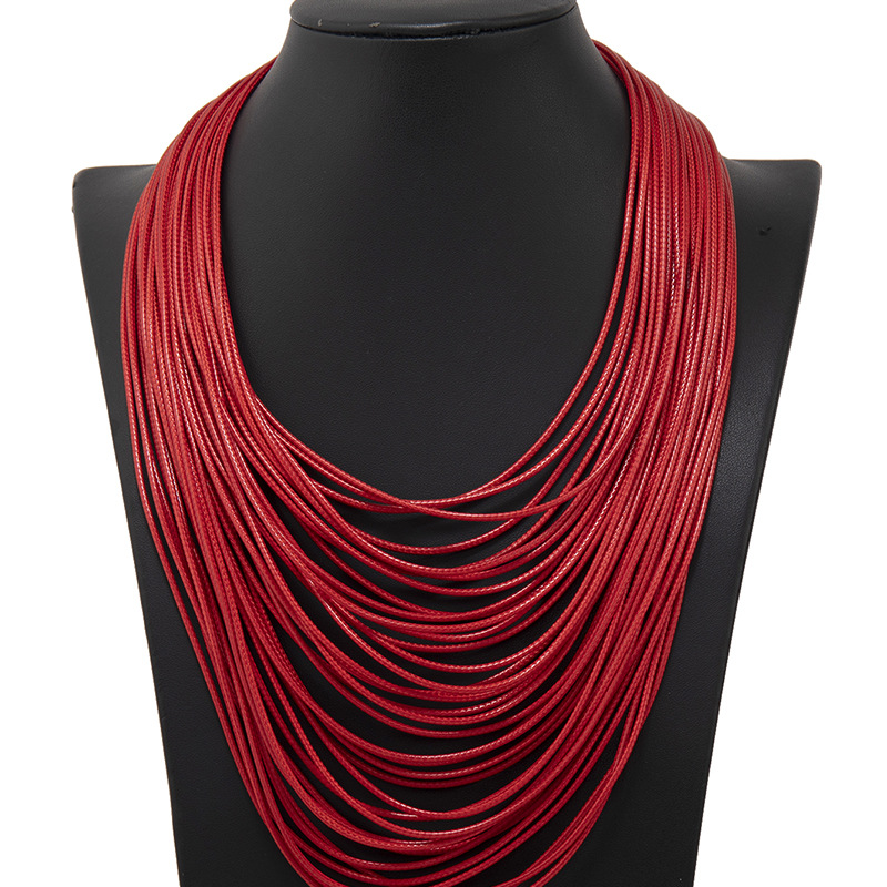 88g Weight Layered Necklaces Classification Travel Occasion Pu Leather, Alloy Material Geometric Pattern Women'S Gender Ethnic Style Style Ethnic Style Geometric Pu Leather Alloy Women's Layered Necklaces 5