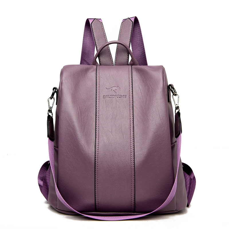 Mochila escolar de cuero suave estilo coreano, bolso antirrobo para mujer, diseño moderno