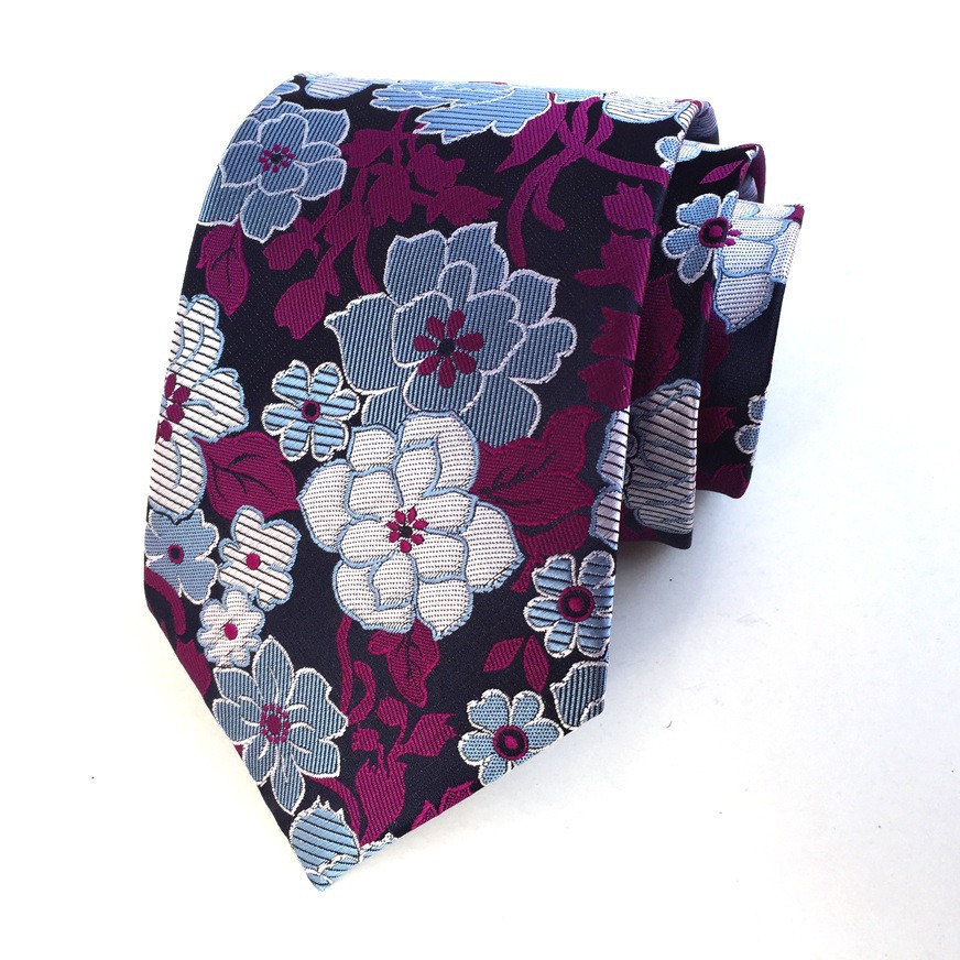 FUENTE fabricante poliéster jacquard material de los hombres corbata flor grande oreja moda corbata de moda en stock al por mayor