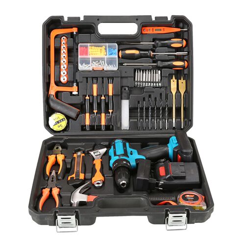 New 124-piece electric drill, impact drill tool box set, household combination set, repair electric drill tool box