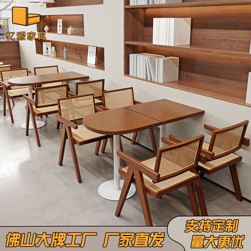 连锁主题餐厅实木编藤卡座沙发餐饮店东南亚融合料理餐厅桌椅组合