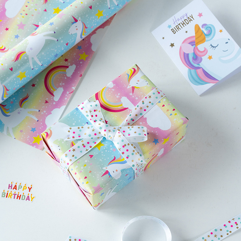 Papel de regalo colorido más vendido de Amazon para el Día del Niño, papel de regalo con dibujos animados, papel para cubrir libros al por mayor image 8