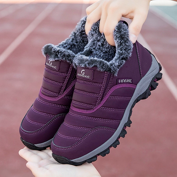 Purple warm footwear, walking shoes for mother, for middle age