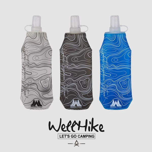 WELLHIKE Environmental Protection Outdoor Running Kettle Foldable Portable Edible Grade Silicone Soft Water Bottle