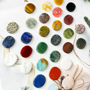 Cross-Border Foreign Trade Natural Crystal Raw Stone Polished Piece, Worry-Relieving Stone Oval Piece, Palm Stone, Jade Agate Wholesale