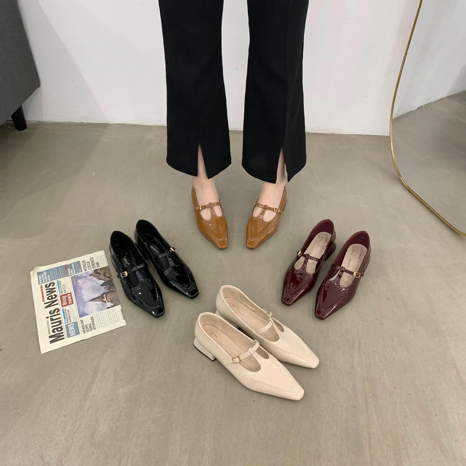 Retro Mary Jane shoes square toe low-cut