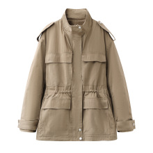 现货2025冬新品女宽松抽绳夹克工装夹棉外套MBE3COT011