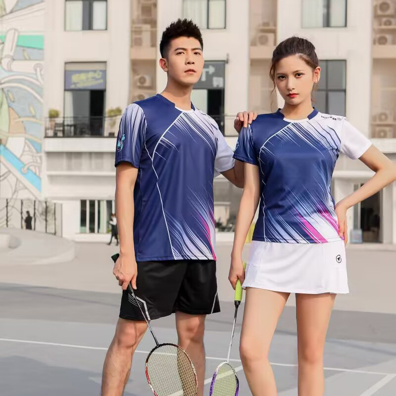 Factory Wholesale Short-Sleeved T-Shirts, Breathable Table Tennis Uniforms, Volleyball Uniforms, Printed Quick-Drying Badminton Uniforms for Men and Women