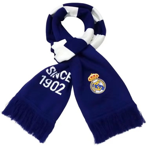 Soccer Club Crest Embroidered Scarf Synthetic Wool Neck Gaiter Real Madrid Barcelona Paris Saint-Germain Chelsea AC Milan Juventus