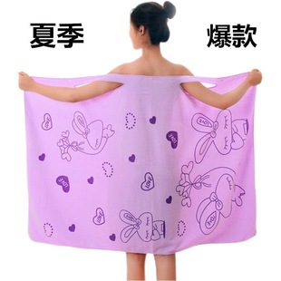 Summer Bath Skirt, Refreshing and Breathable, Household Bathing and Swimming Towel for Female Adults 40-70kg Can Be Worn, Absorbs Water and Does Not Shed Hair
