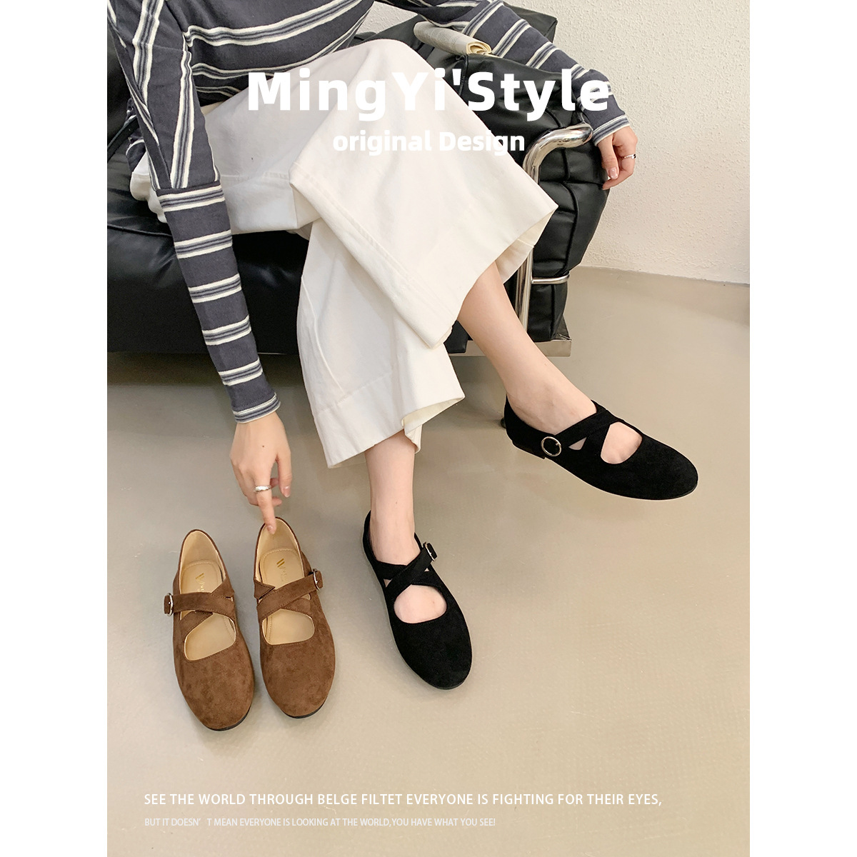French Retro Cross-Strap Round-Toe Mary Jane Shoes 2025 New Autum Style with Skirt Soft-Soled Ballet Shoes for Women