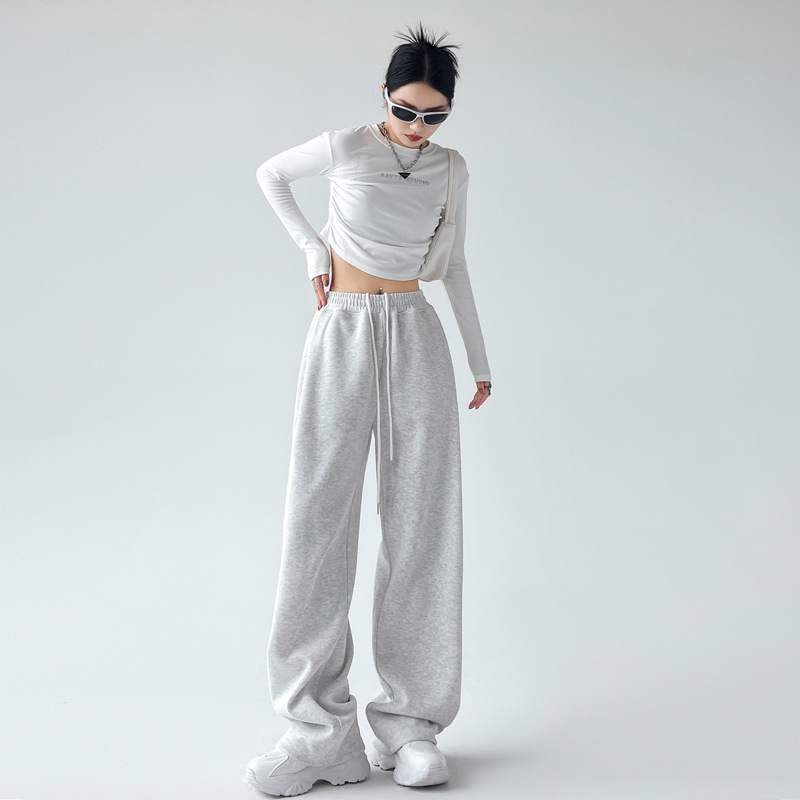Pantalones deportivos de mujer estilo americano 2025, nuevos de primavera y otoño, de cintura alta, adelgazantes, de pierna ancha, casuales, rectos y tipo jogger. image 4