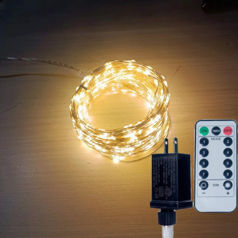 Гирлянда-сетка теплый белый свет, зеленый провод, 10м USB