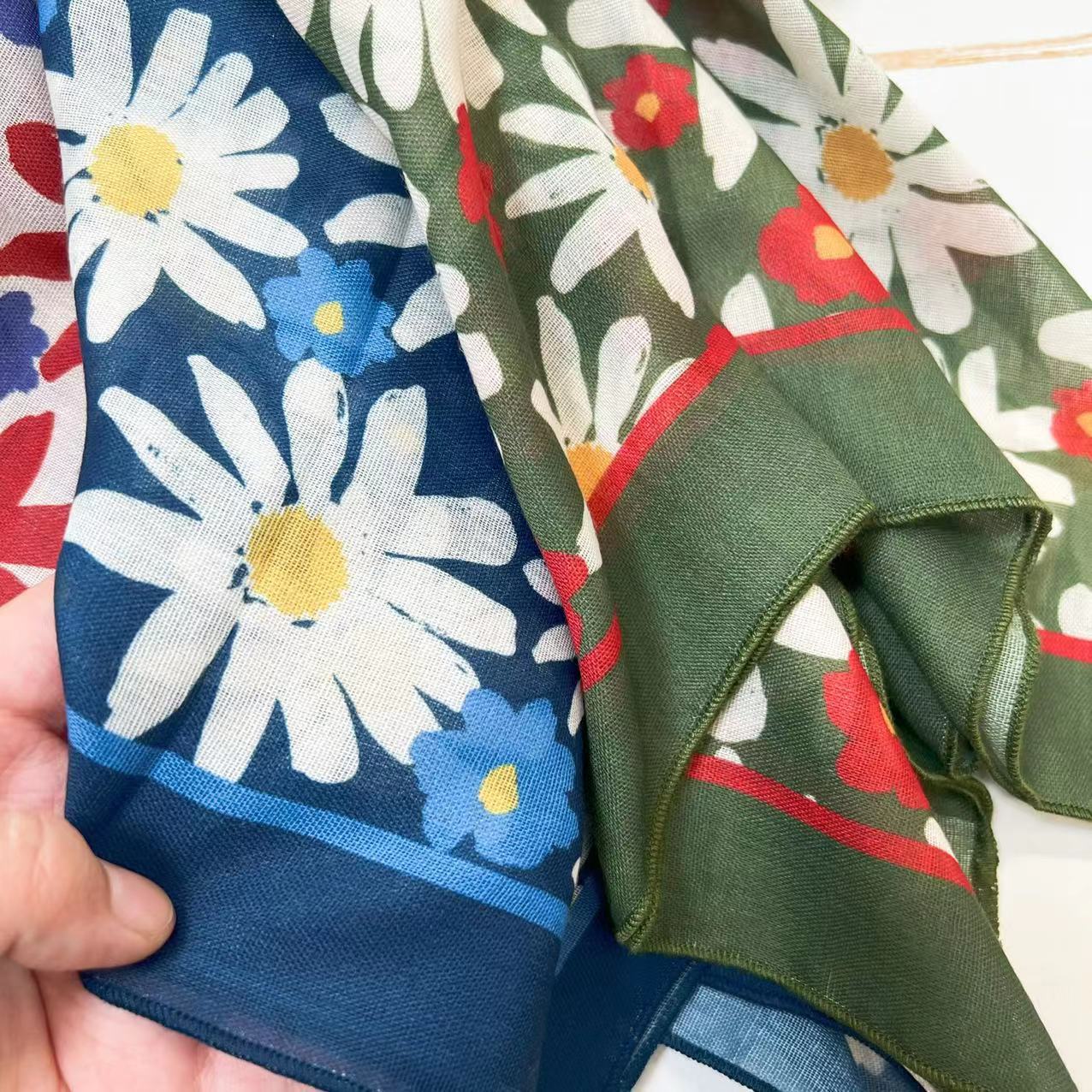 60g Weight Kerchief Classification Daily Occasion cotton and linen Material Flower Pattern Summer Season Women's Gender IG Style Style Women's IG Style Flower Cotton And Linen Kerchief 52